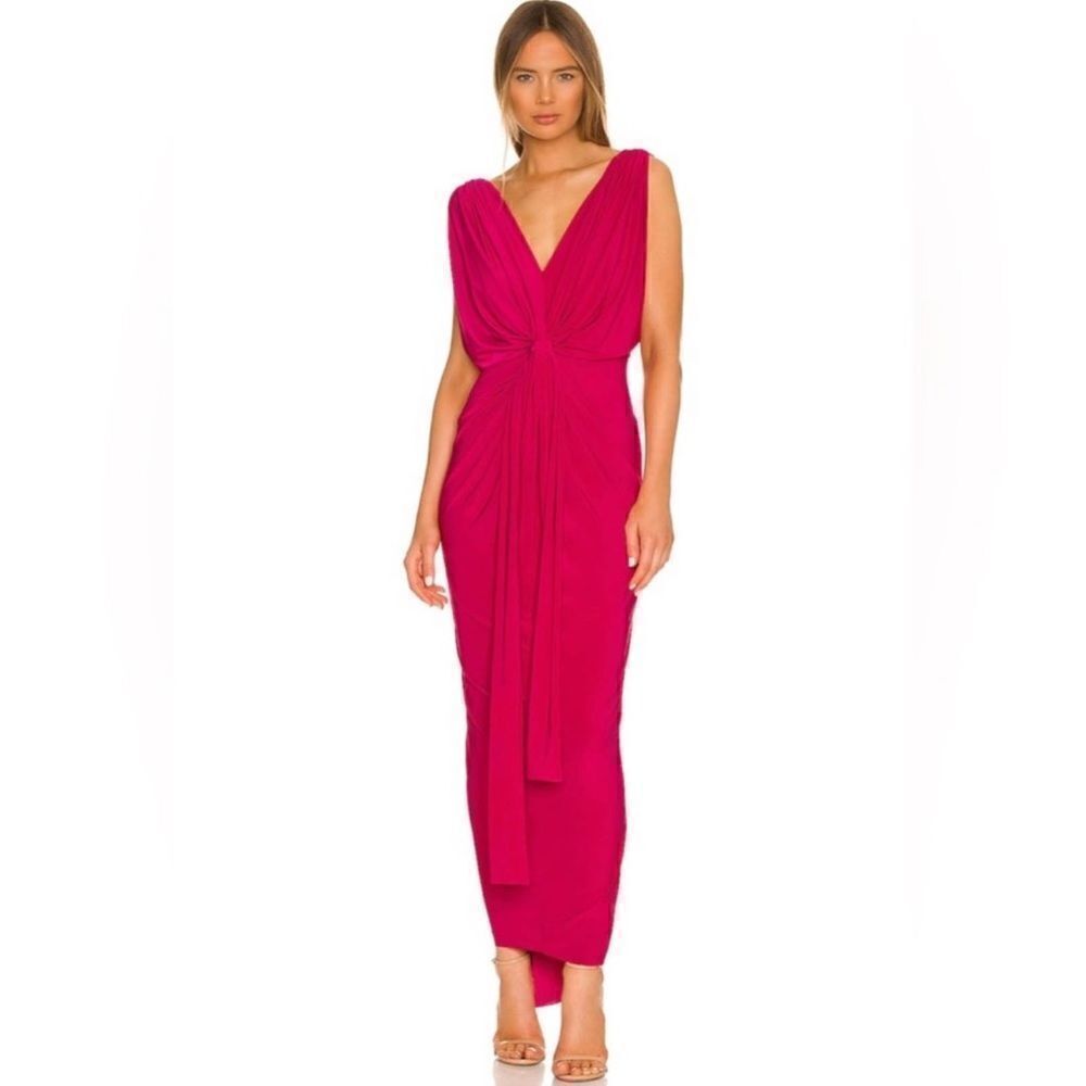 NEW Misa Los Angeles Xenia Knotted Maxi Dress In Fuchsia.Size XS